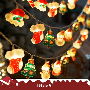 ✨ LED Christmas String Lights – Santa, Stocking & Tree Design  Battery/USB Powered Warm Fairy Lights for Holiday Décor