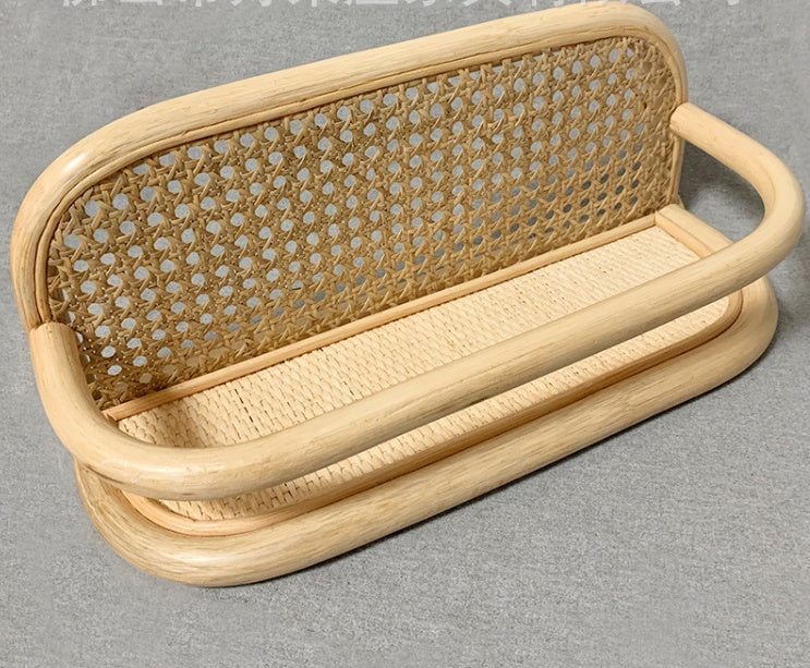 Handmade Rattan Wall Shelf โ Boho Minimalist Storage Rack for Magazines, Plants & Decor โจ
