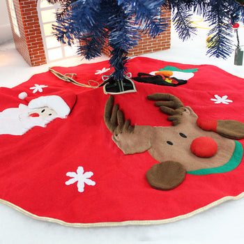 ✨ Classic Red Christmas Tree Skirt – Santa, Reindeer & Snowman Design | Festive Holiday Tree Base Mat ❄️