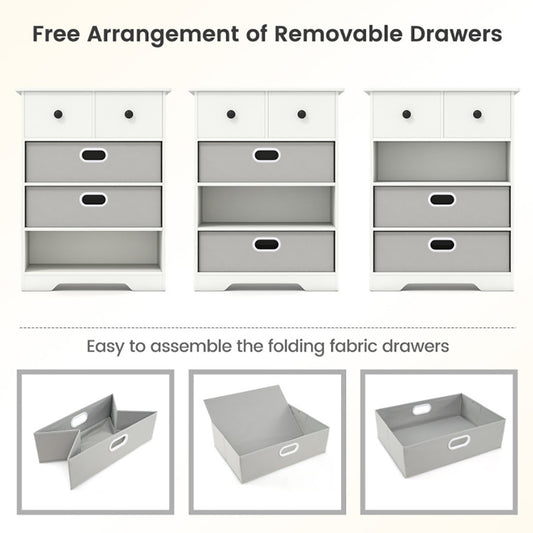 Modern 4-Drawer Dresser with Open Storage Shelves – Multi-Purpose Bedroom Chest Organizer