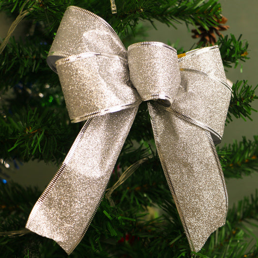 Luxury Christmas Velvet Ribbon Bows – Elegant Glittered Tree & Gift Décor Set ✨
