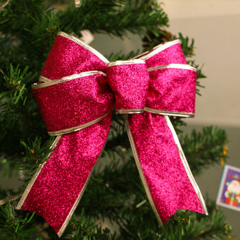 Luxury Christmas Velvet Ribbon Bows – Elegant Glittered Tree & Gift Décor Set ✨
