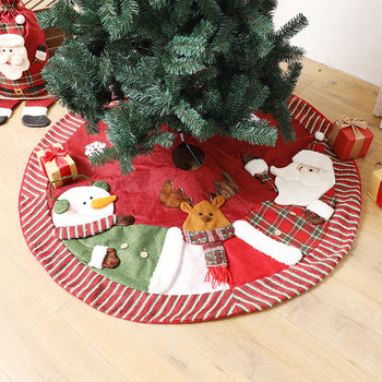 Rustic Burlap Christmas Tree Skirt – Santa, Snowman & Reindeer Design  Cozy Farmhouse Holiday Tree Mat (90cm)