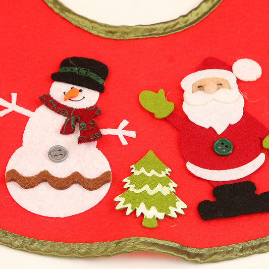 Mini Red Christmas Tree Skirt 46cm – Cute Santa Design Non-Woven Fabric Mat Perfect Base for Small Christmas Trees