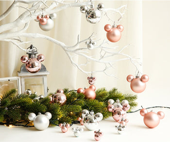 Cute Reindeer & Gingerbread Christmas Ornament Set  Modern Metallic Baubles & Star Charms for Tree Decoration