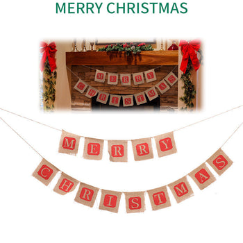 Rustic Merry Christmas Banner – Vintage Burlap Flag for Cozy Holiday Décor ❤️✨
