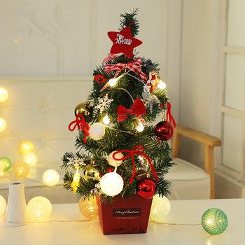 ✨ Mini Golden & Red Christmas Tree – Pre-Decorated Tabletop Tree with Lights, Ornaments & Bows  Perfect Holiday Gift & Home Décor
