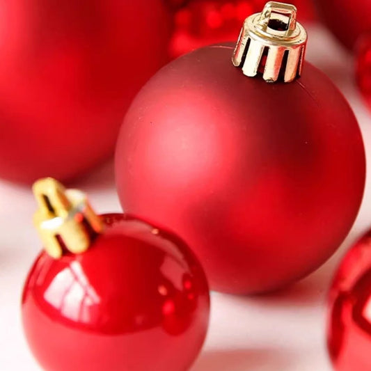Luxury Red Electroplated Christmas Ball Set – Shiny, Matte & Glitter Mix Ornaments for Tree & Home Décor
