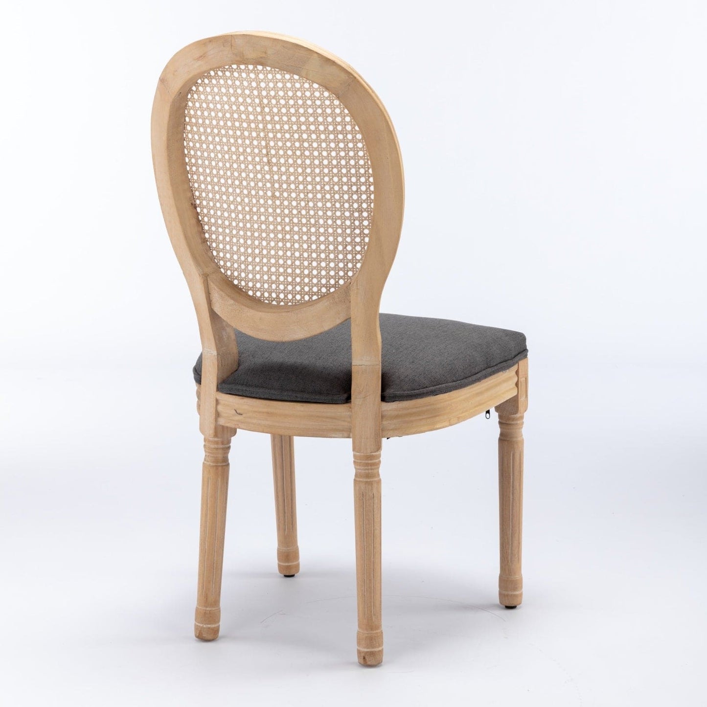 Charm Rattan Dining Chair (Gray Edition) — Set of 2 | French Elegance Meets Modern Comfort in Solid Wood & Linen ✨🪵