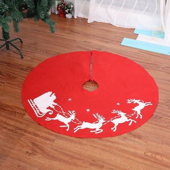 ✨ Classic Red Christmas Tree Skirt – Santa & Reindeer Print Holiday Decoration Mat for Festive Tree Base ❄️