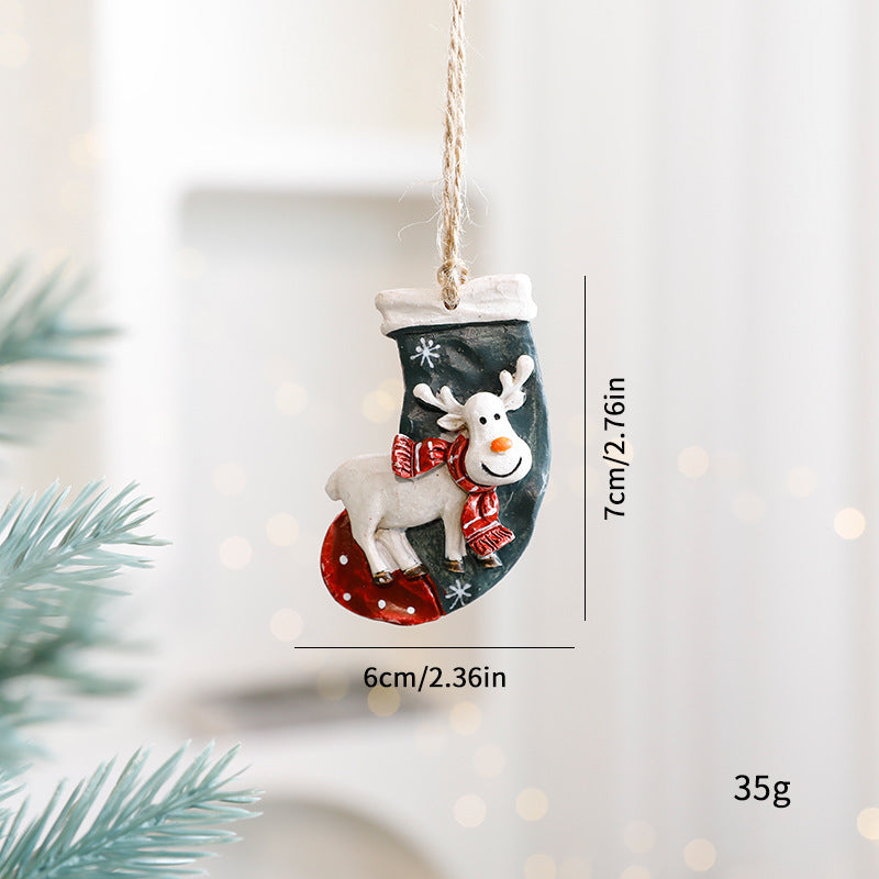 Cute Cartoon Elk & Santa Ornaments – Adorable Resin Christmas Decorations for Tree & Gifts ✨