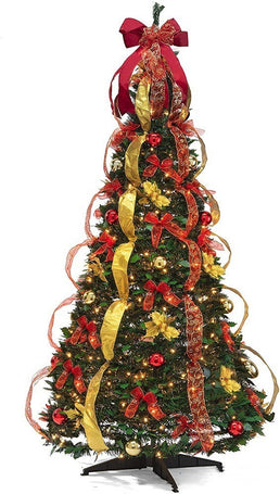 Luxury Foldable Spiral Christmas Tree – Pre-Decorated, Easy Setup, Dazzling Holiday Centerpiece ✨