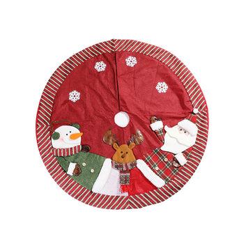 Rustic Burlap Christmas Tree Skirt – Santa, Snowman & Reindeer Design  Cozy Farmhouse Holiday Tree Mat (90cm)