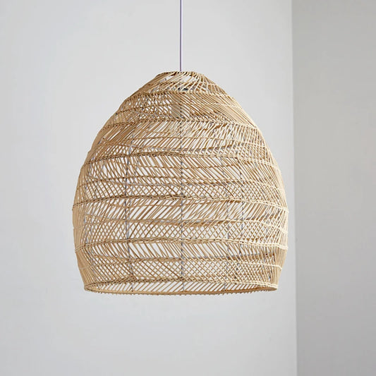 🌕 Handmade Chinese Rattan Pendant Lamp – Vintage Boho Hanging Light for Living Room, Dining & Bedroom 🌿✨