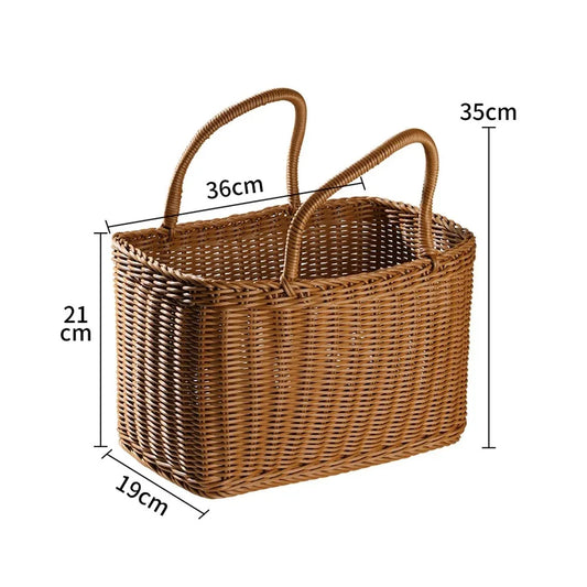 🧺 Handwoven Wicker Picnic & Storage Basket – Eco-Friendly Rattan Tote with Handle for Home, Garden & Beach 🌿✨