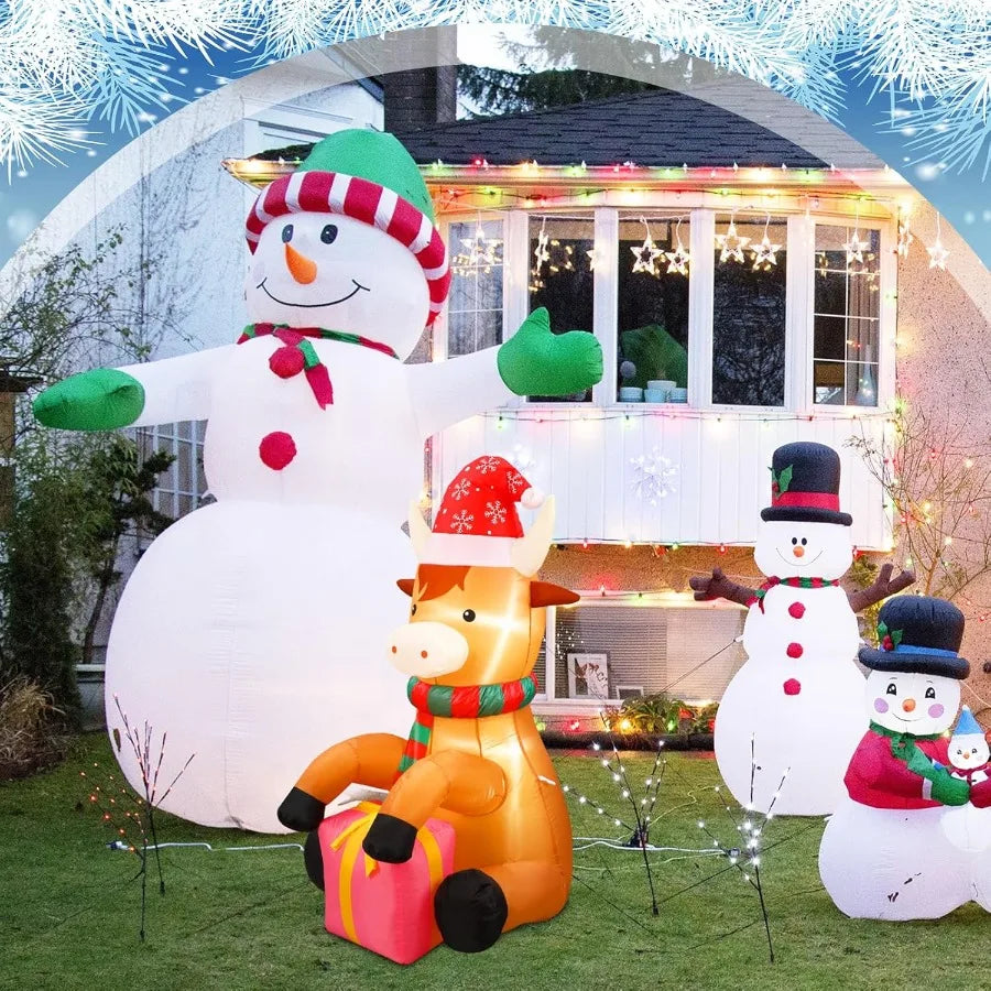 5ft Christmas Inflatable Highland Cow ๐
๐ฎ with Built-In LED Lights | Funny Lawn Decoration with Gift Box ๐ for Outdoor & Indoor Holiday Display โจ