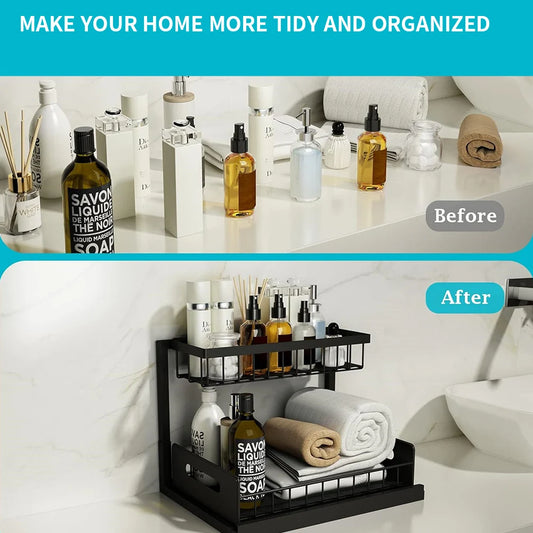 TidyTroves™ – Under-Sink Sliding Storage Organizer (2-Tier Cabinet Space-Saver)
