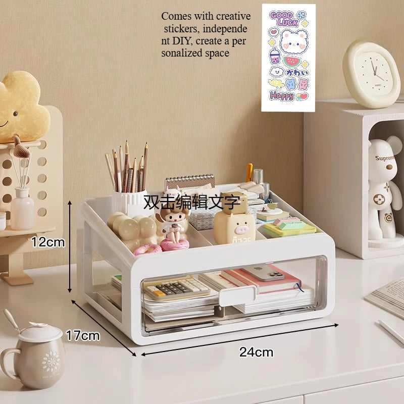 Multi-Layer Desktop Organizer Shelf with Drawers – Stationery & Study Desk Storage Box