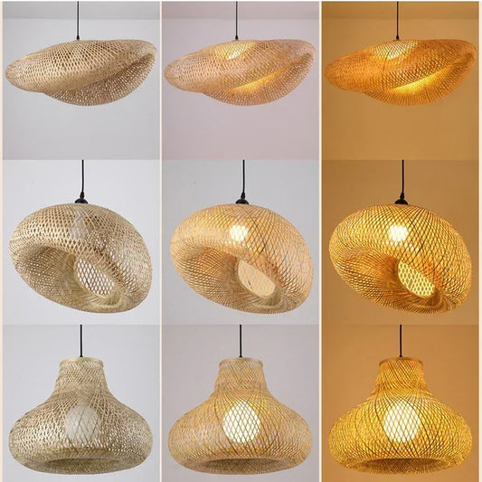 🌾 2025 Handwoven Bamboo Rattan Pendant Lamp – Japanese Style Ceiling Light for Bedroom, Dining & Living Spaces ✨