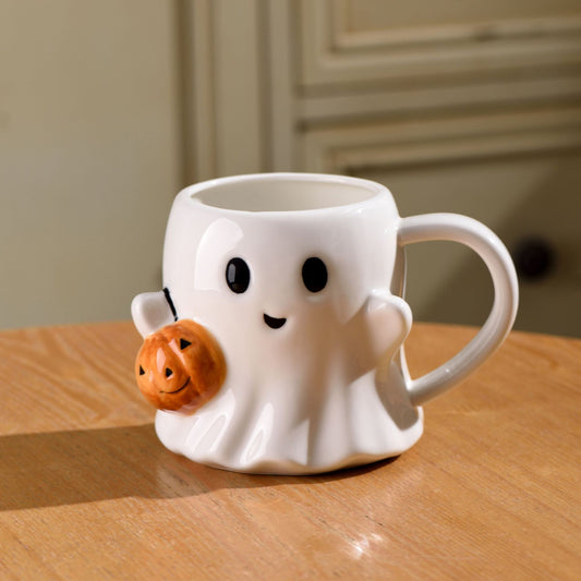 ✨ “Halloween Pumpkin Ghost Mug – Cute Spooky Coffee & Tea Cup (600ml)”