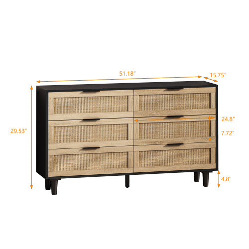 ✨ Rattan Drawer Storage Cabinet with Black Frame | Modern Boho Organizer for Bedroom & Living Room