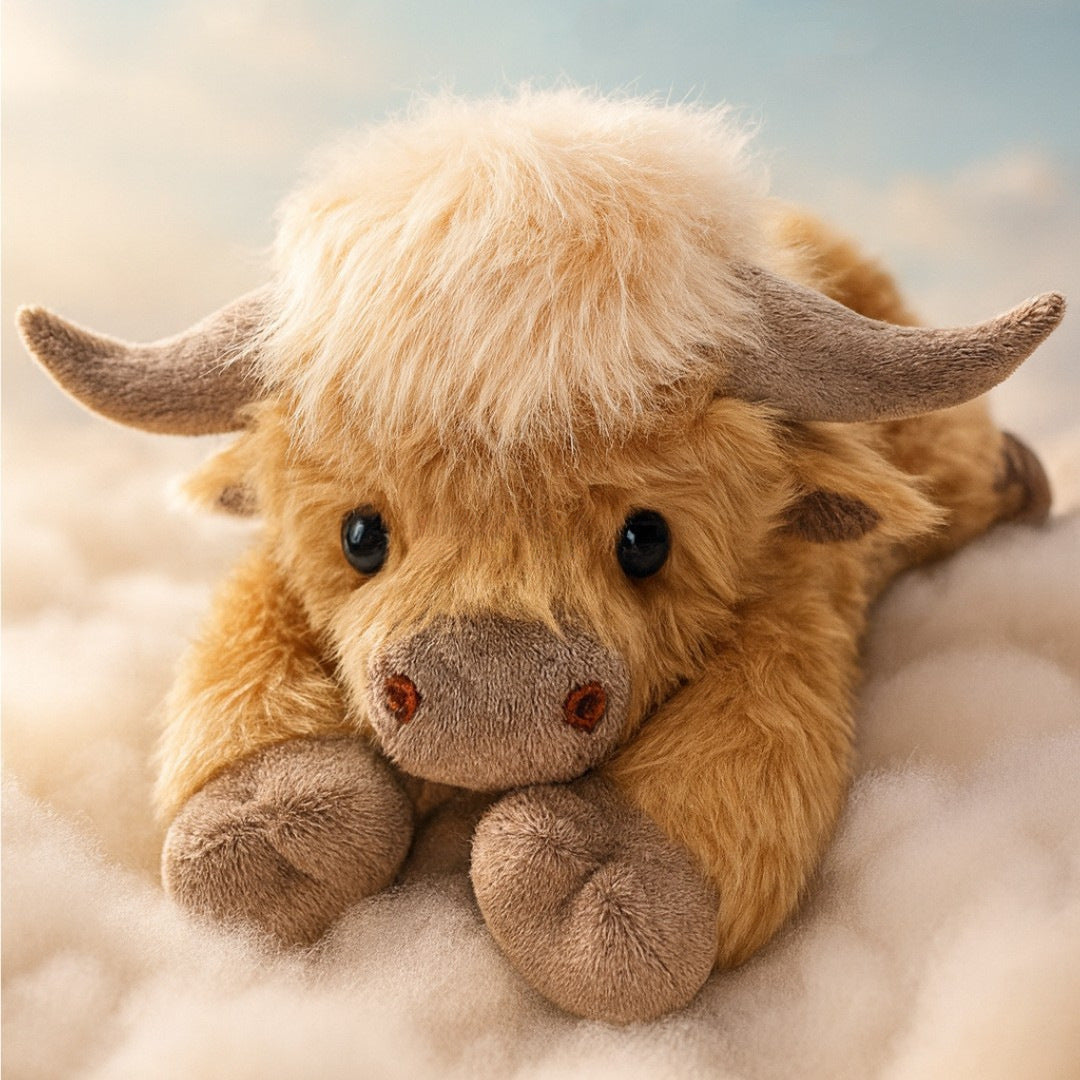 Cuddly Highland Cow Plush Toy  | Soft, Fluffy & Adorable Farm Animal Stuffed Doll โ Perfect Gift for Kids, Couples & Cow Lovers