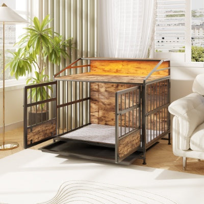 Luxury Wooden Dog Crate with Storage โ Modern Furniture-Style Kennel for Large & Medium Dogs โจ