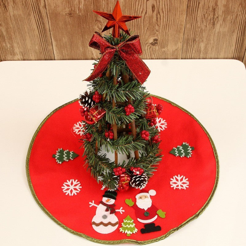 Mini Red Christmas Tree Skirt 46cm β Cute Santa Design Non-Woven Fabric Mat  Perfect Base for Small Christmas Trees