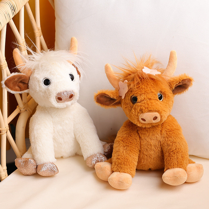 Adorable Scottish Highland Cow Plush โจ | Soft & Fluffy Yak Stuffed Animal Doll โ Perfect Christmas Gift for Kids, Couples & Farm Lovers