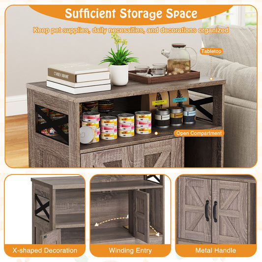 Hidden Cat Litter Box Cabinet with Storage – Rustic Gray Furniture for Cat Owners ✨