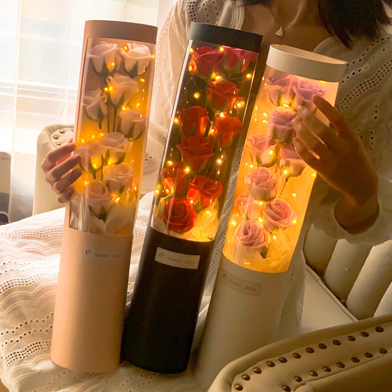 ✨ Glowing Rose Cylinder Gift Box – A Romantic Light of Love 🌹💡