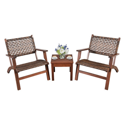 🌸 Serenity Rattan Lounge Set — 3-Piece Eucalyptus Wood &amp; Handwoven Rattan Relaxation Chairs with Rustic Coffee Table ☕✨