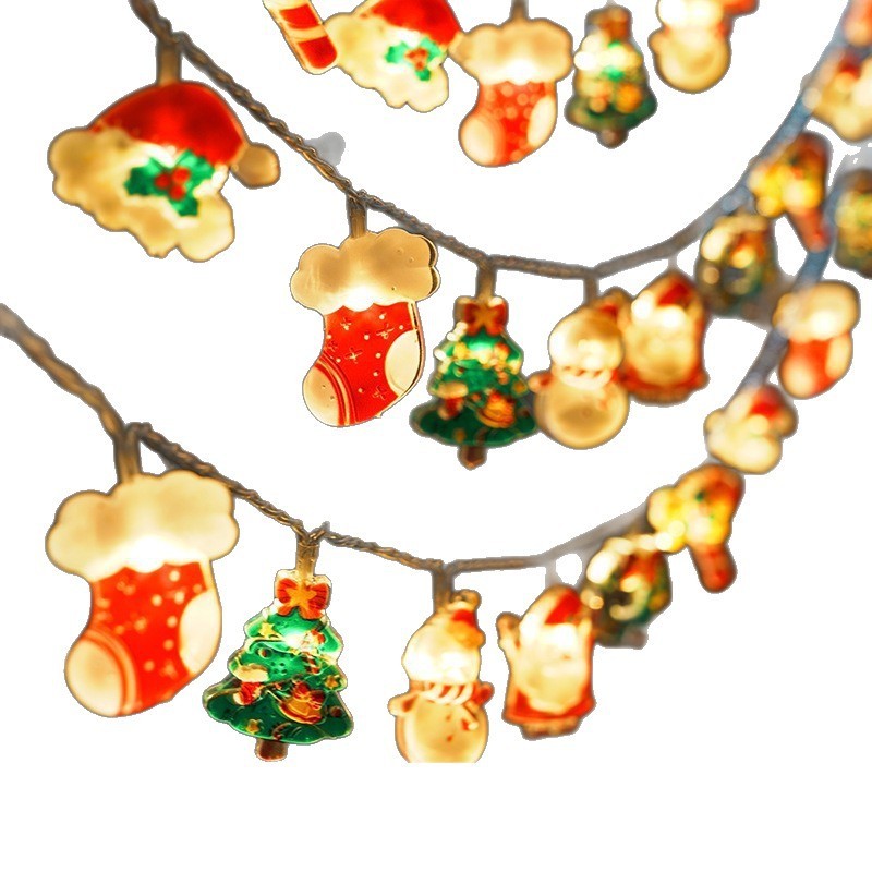 ✨ LED Christmas String Lights – Santa, Stocking & Tree Design  Battery/USB Powered Warm Fairy Lights for Holiday Décor