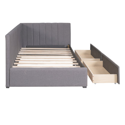 ✨ Upholstered Sofa Bed with 2 Storage Drawers | Convertible Modern Couch Bed in Elegant Grey ️