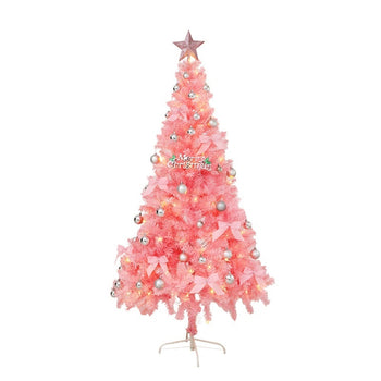 7FT Luxury Pink Christmas Tree  | Pre-Lit LED Lights  | Elegant Ornaments ✨ | Premium Holiday Decoration