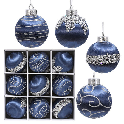 Luxury Silk Painted Christmas Ornament Set – 9-Piece Elegant Tree Decoration Collection ✨