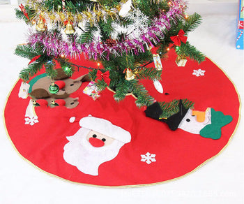 ✨ Classic Red Christmas Tree Skirt – Santa, Reindeer & Snowman Design | Festive Holiday Tree Base Mat ❄️