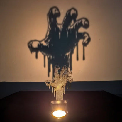 ✨ “Halloween Shadow Projection Candlestick – Spooky Witch & Skull Decor”