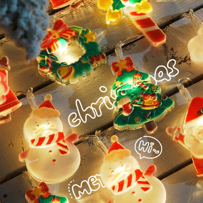 ✨ LED Christmas String Lights – Santa, Stocking & Tree Design  Battery/USB Powered Warm Fairy Lights for Holiday Décor