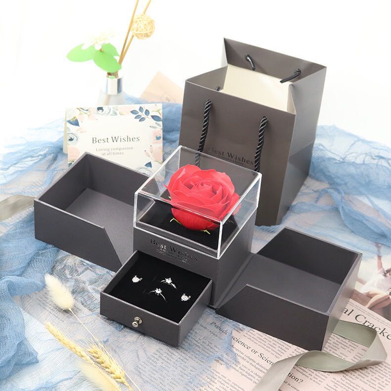 🌹 Eternal Rose Surprise Gift Box – Hidden Jewelry Drawer Valentine’s Day Gift 💝