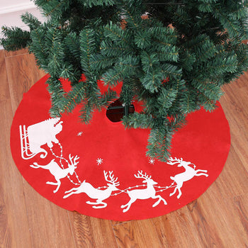 ✨ Classic Red Christmas Tree Skirt – Santa & Reindeer Print Holiday Decoration Mat for Festive Tree Base ❄️