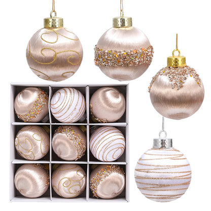 Luxury Silk Painted Christmas Ornament Set – 9-Piece Elegant Tree Decoration Collection ✨