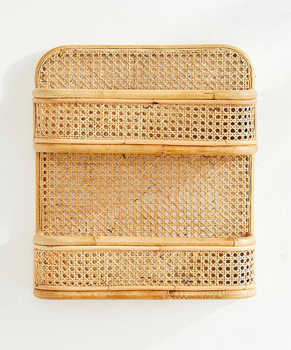 Handmade Rattan Wall Shelf – Boho Minimalist Storage Rack for Magazines, Plants & Decor ✨