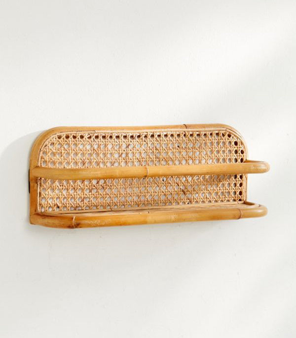 Handmade Rattan Wall Shelf – Boho Minimalist Storage Rack for Magazines, Plants & Decor ✨