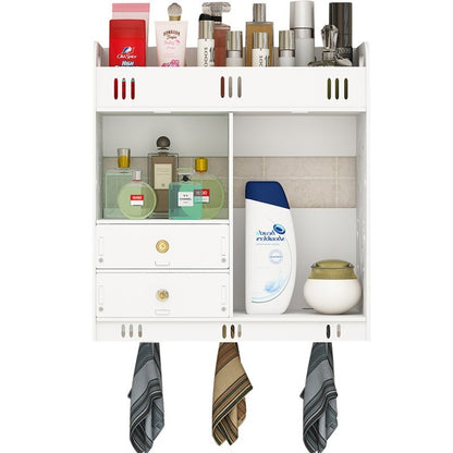 Wall-Mounted Bathroom Storage Cabinet – Compact Wood-Plastic Organizer for Toiletries & Cosmetics