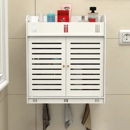 Wall-Mounted Bathroom Storage Cabinet – Compact Wood-Plastic Organizer for Toiletries & Cosmetics