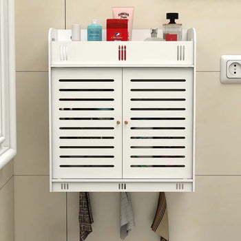 Wall-Mounted Bathroom Storage Cabinet – Compact Wood-Plastic Organizer for Toiletries & Cosmetics