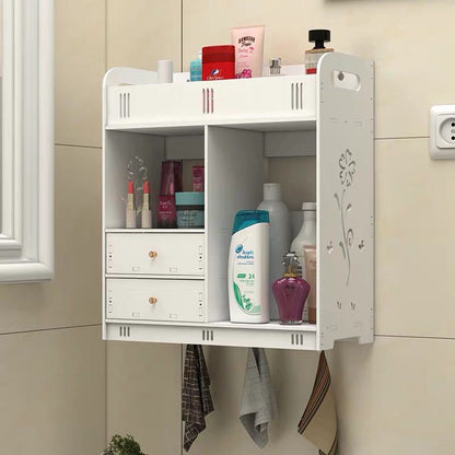 Wall-Mounted Bathroom Storage Cabinet – Compact Wood-Plastic Organizer for Toiletries & Cosmetics
