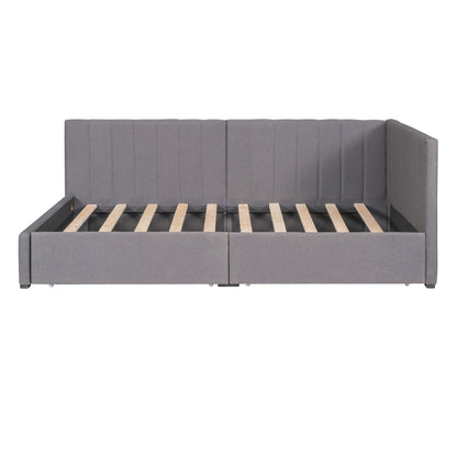✨ Upholstered Sofa Bed with 2 Storage Drawers | Convertible Modern Couch Bed in Elegant Grey ️