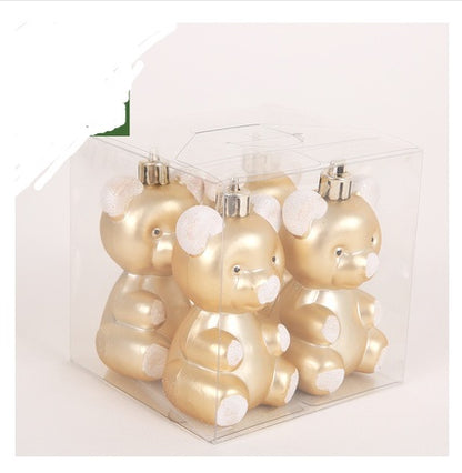 Cute Reindeer & Gingerbread Christmas Ornament Set  Modern Metallic Baubles & Star Charms for Tree Decoration